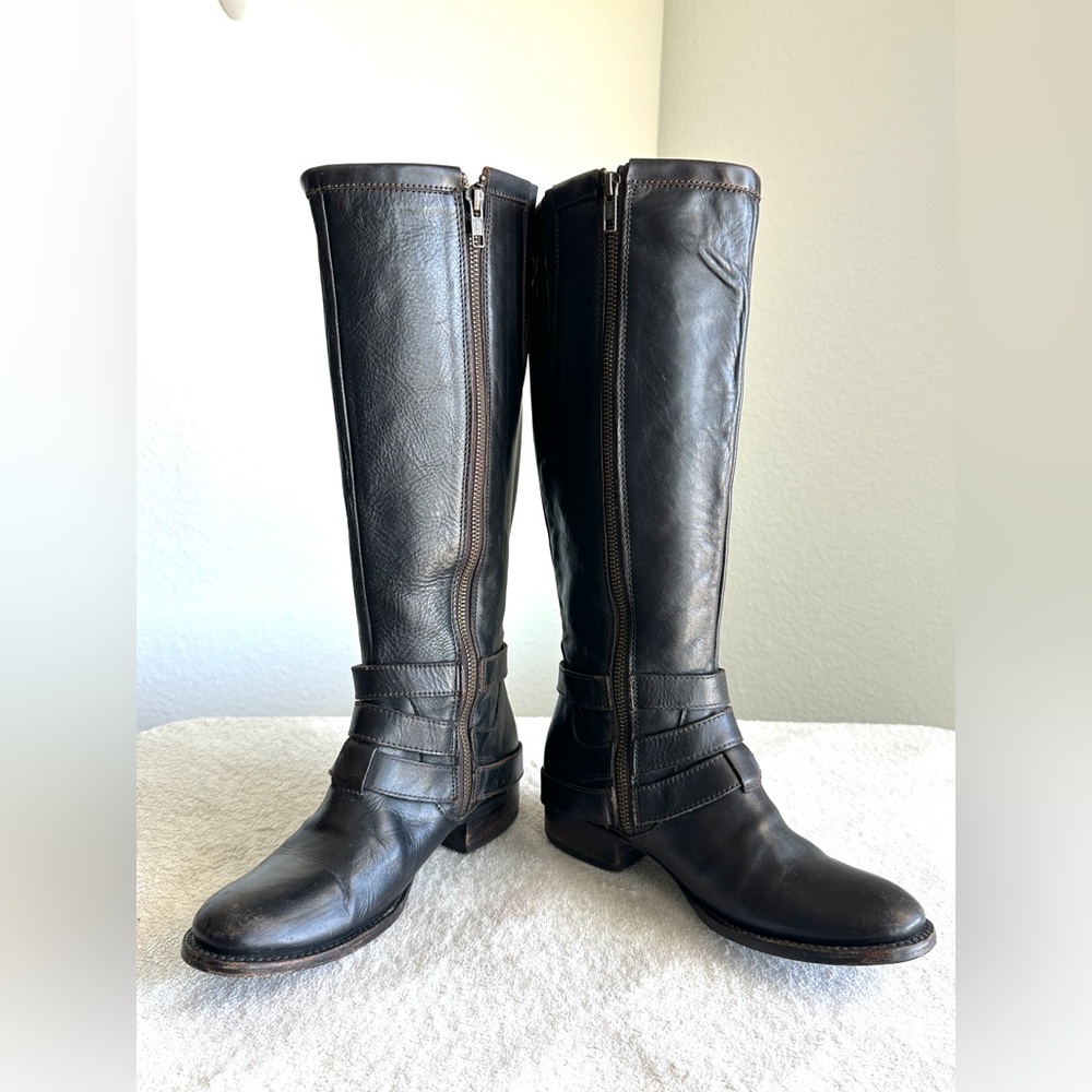 Freebird By Steven Irish Brown Leather Knee High Riding Boots Distressed size 7